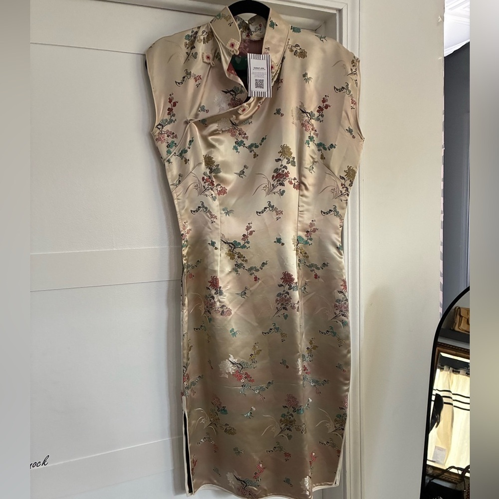 Eng Eng Floral Oriental Dress Vintage Size 38